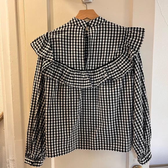 Gingham Long Sleeve Cotton Blouse - Picture 3 of 11